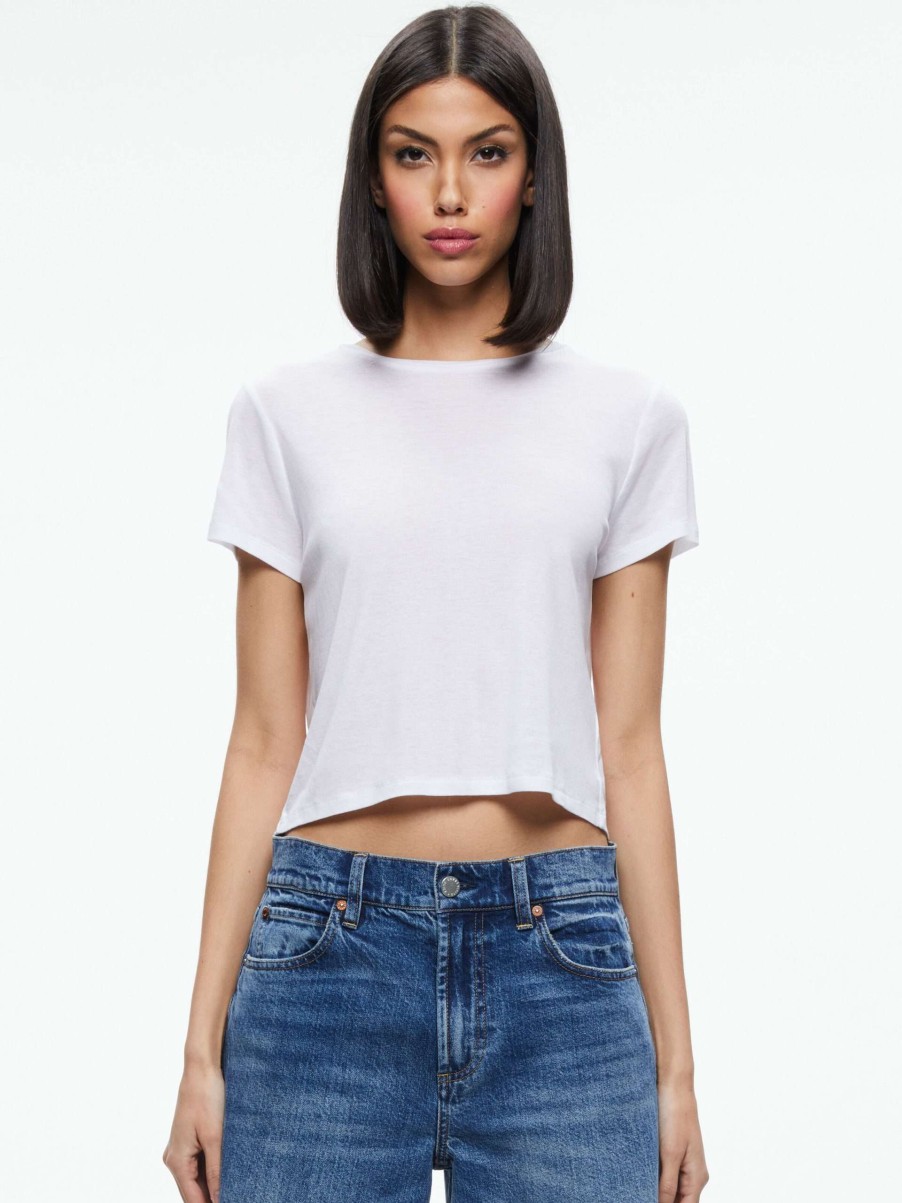 Tops * | Cindy Classic Cropped Tee Alice And Olivia Discounts