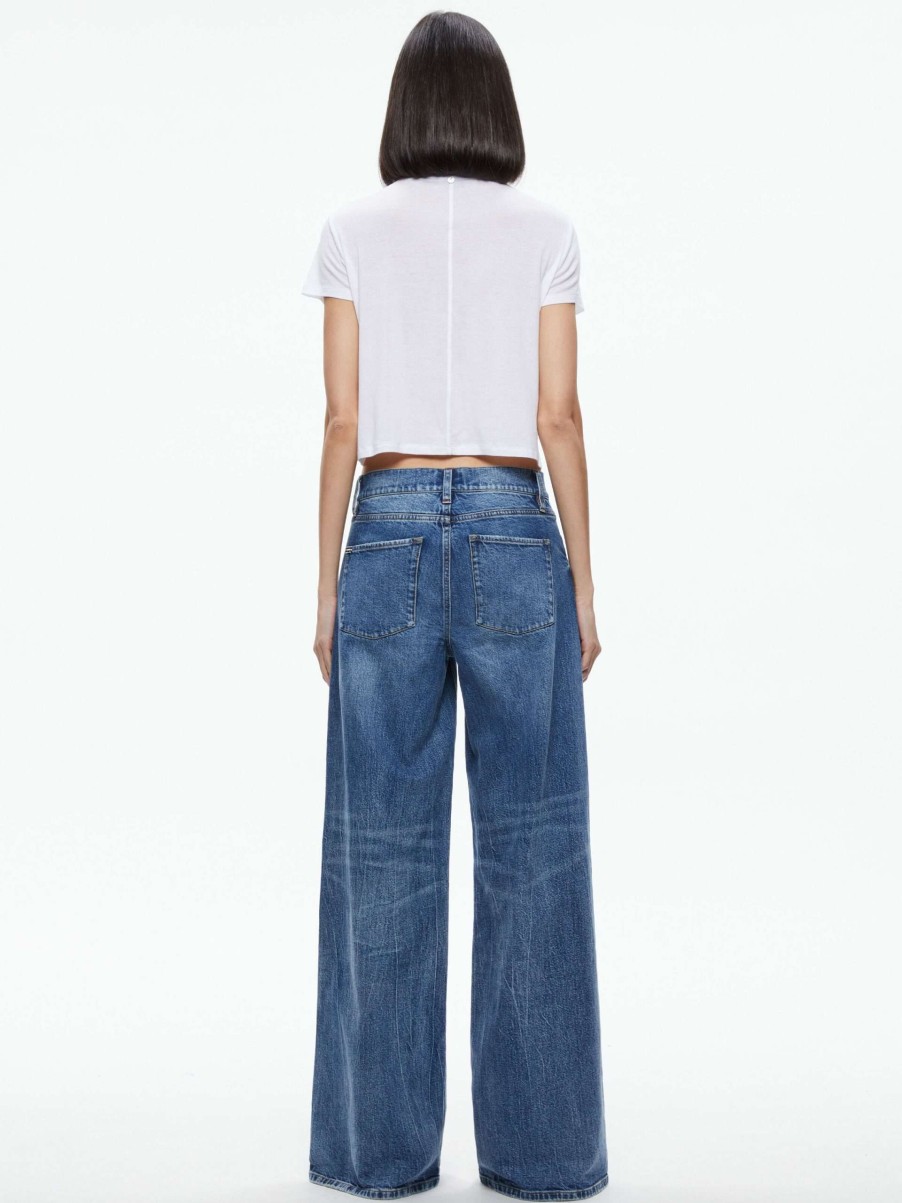 Tops * | Cindy Classic Cropped Tee Alice And Olivia Discounts