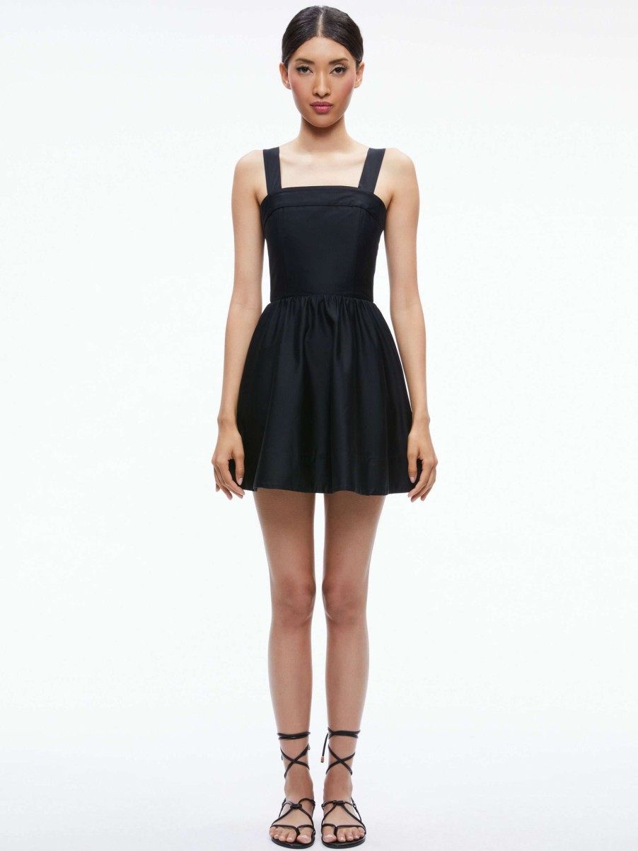 Dresses * | Saige Tie Back Mini Dress Alice And Olivia 100% Guarantee