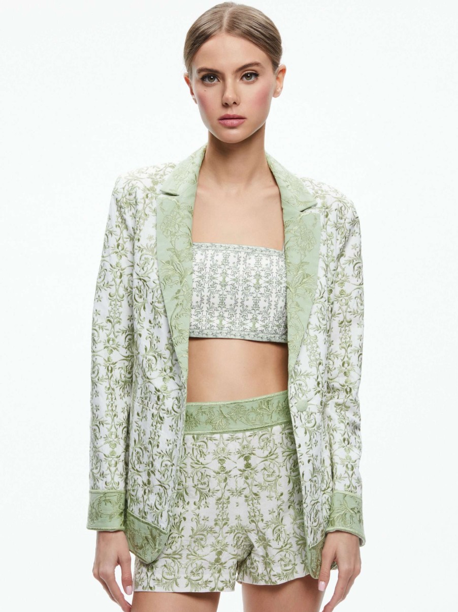 Jackets & Coats * | Macey Notch Collar Fitted Blazer Alice And Olivia Fashionable