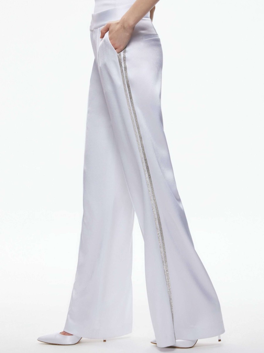 Pants * | Dylan Pant With Crystal Trim Alice And Olivia Clearance Sale