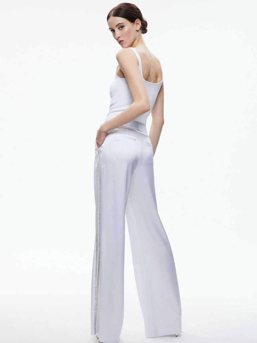 Pants * | Dylan Pant With Crystal Trim Alice And Olivia Clearance Sale