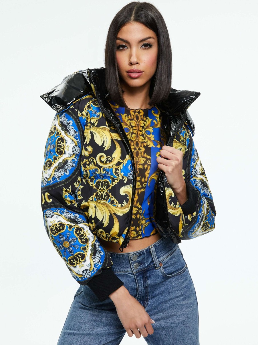 Jackets & Coats * | Robena Reversible Cropped Puffer Jacket Alice And Olivia Discount Sale