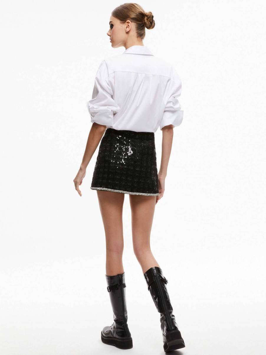 Skirts * | Rubi Sequin Tweed Mini Skirt Alice And Olivia 100% Guarantee