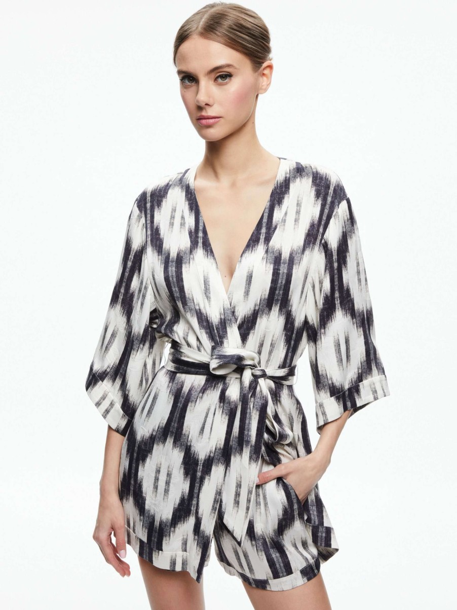 Jackets & Coats * | Domino Kimono With Tie Belt Alice And Olivia Low Price