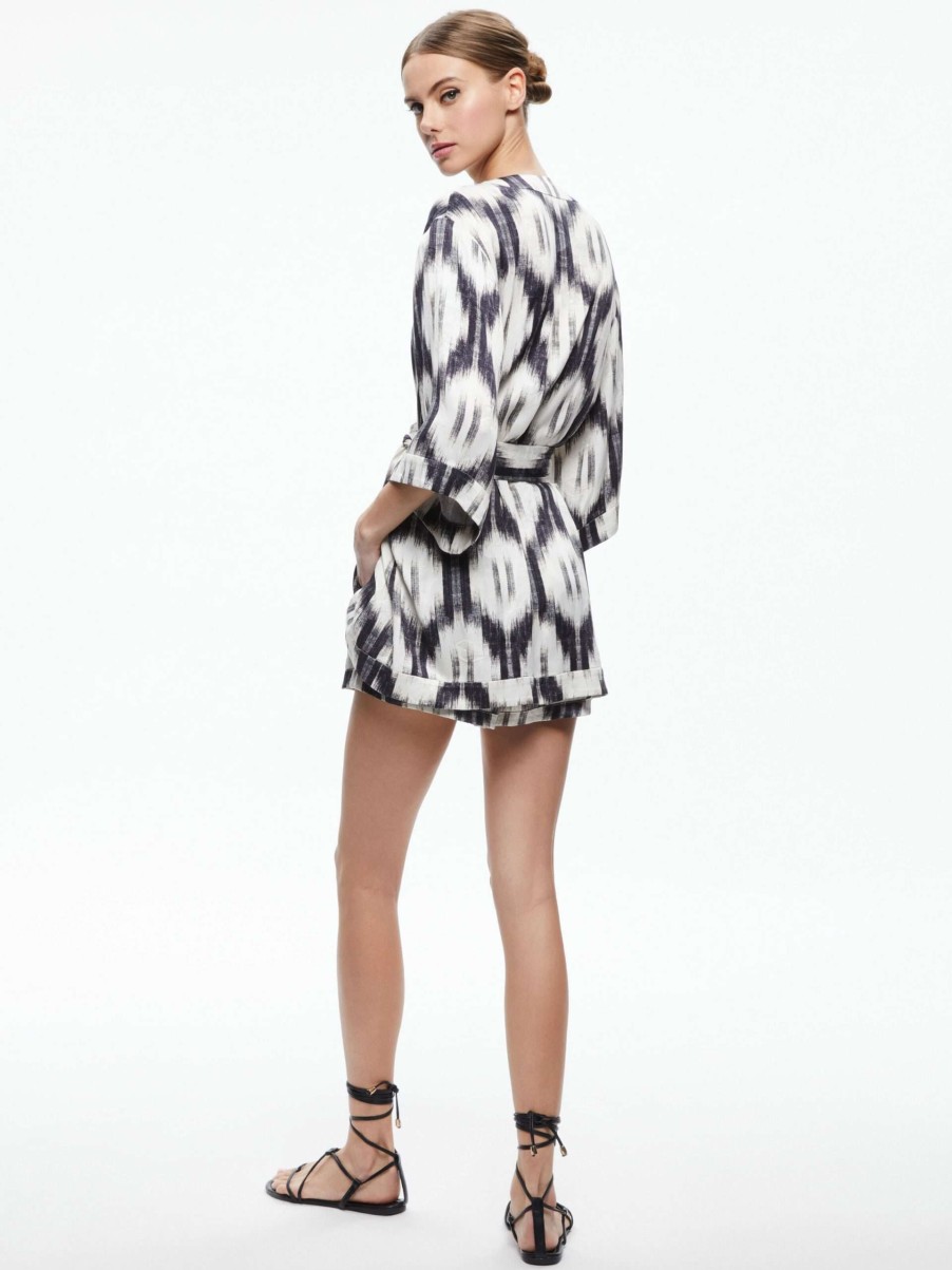 Jackets & Coats * | Domino Kimono With Tie Belt Alice And Olivia Low Price