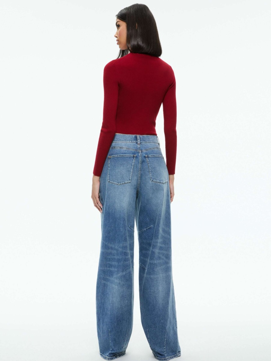 Sweaters * | Senaida Cropped Mock Neck Pullover Alice And Olivia Best Quality