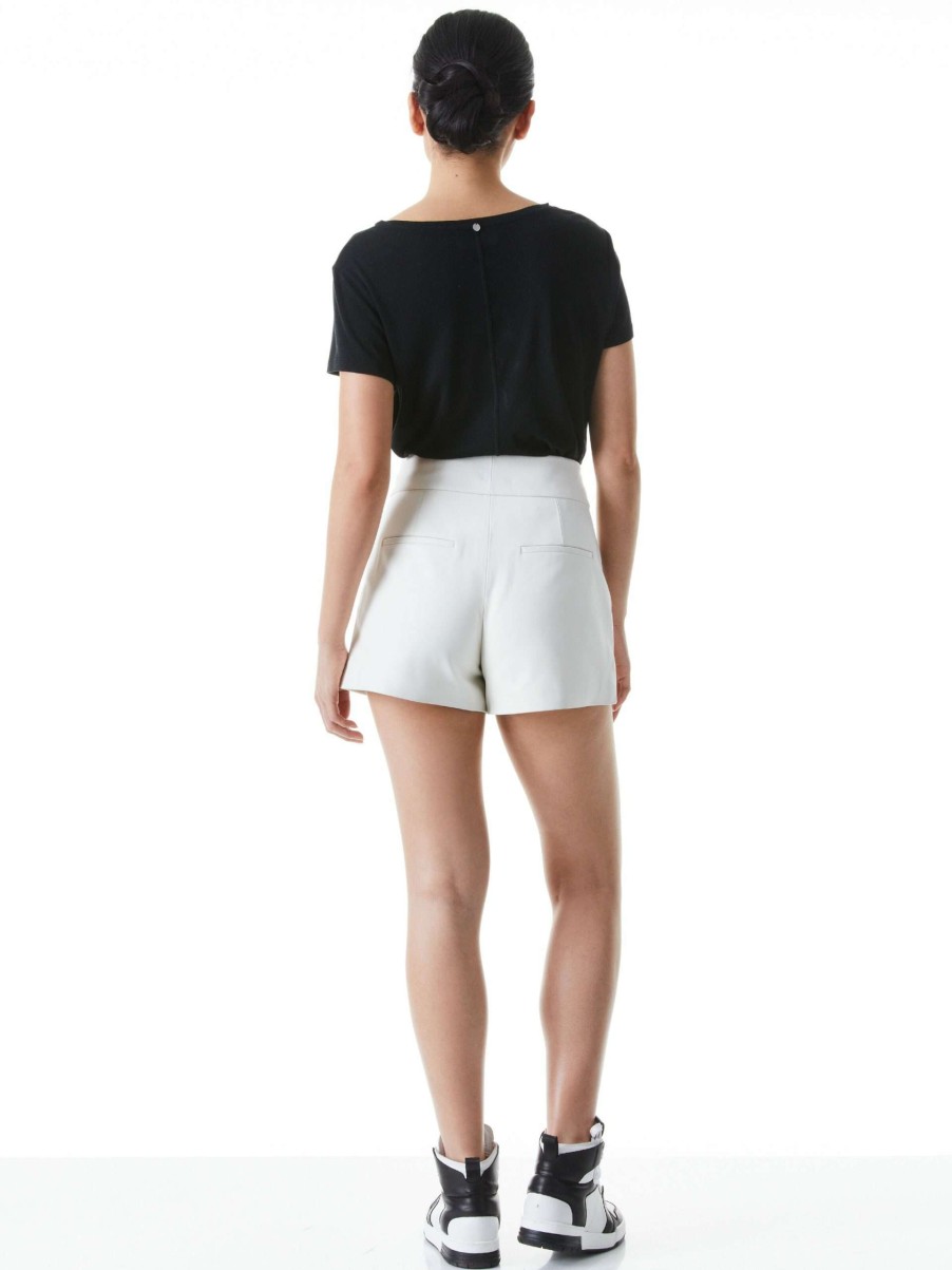 Shorts * | Cady High Waisted Leather Short Alice And Olivia Clearance Sale