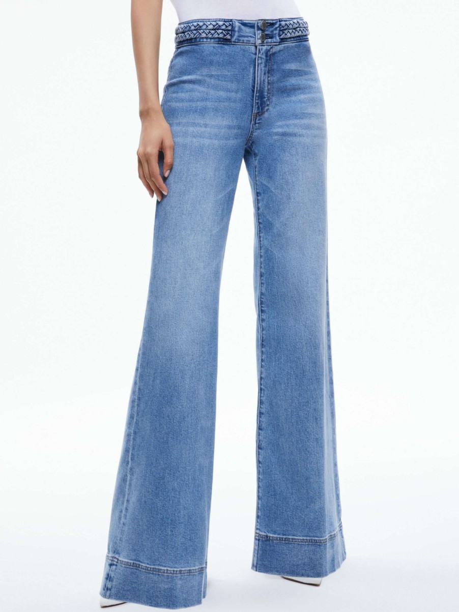 Pants * | Missy Braided Waistband Jean Alice And Olivia Discount Sale