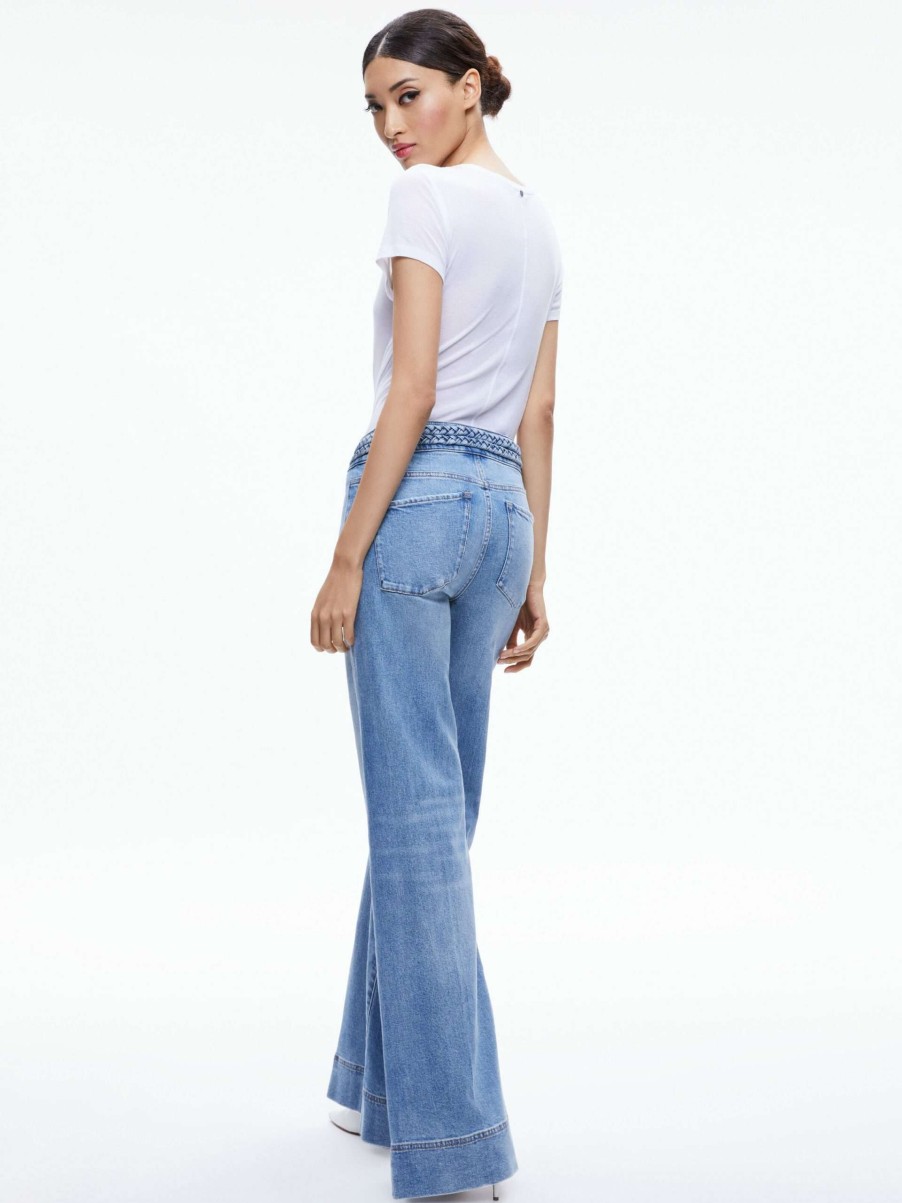 Pants * | Missy Braided Waistband Jean Alice And Olivia Discount Sale