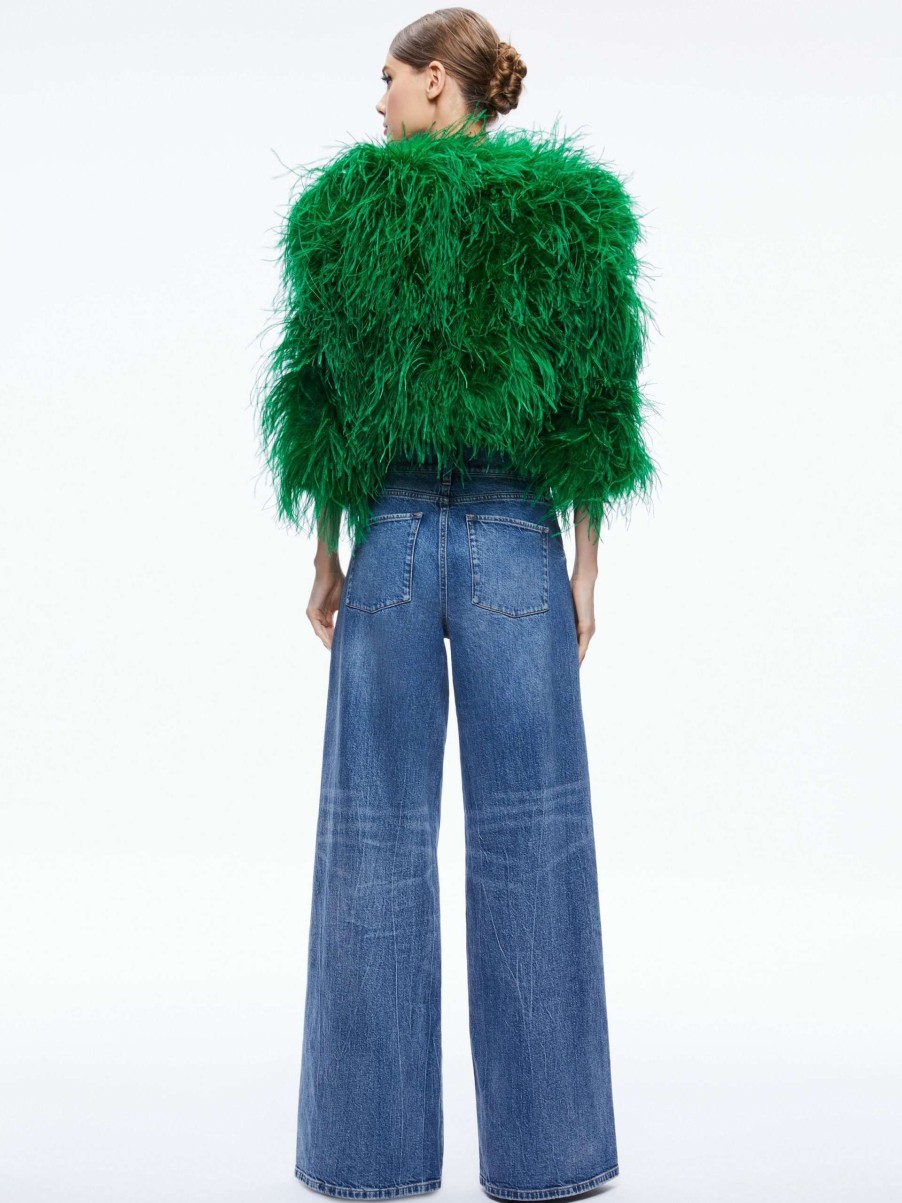 Jackets & Coats * | Kidman Feather Jacket Alice And Olivia Sale Online