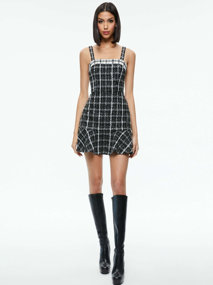 Dresses * | Kaidra Tweed Mini Dress Alice And Olivia 100% Guarantee