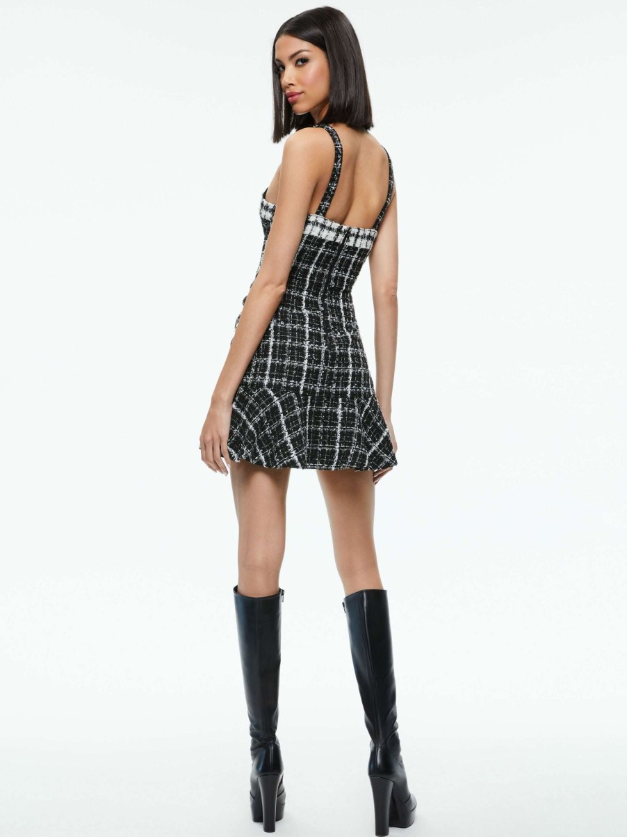 Dresses * | Kaidra Tweed Mini Dress Alice And Olivia 100% Guarantee