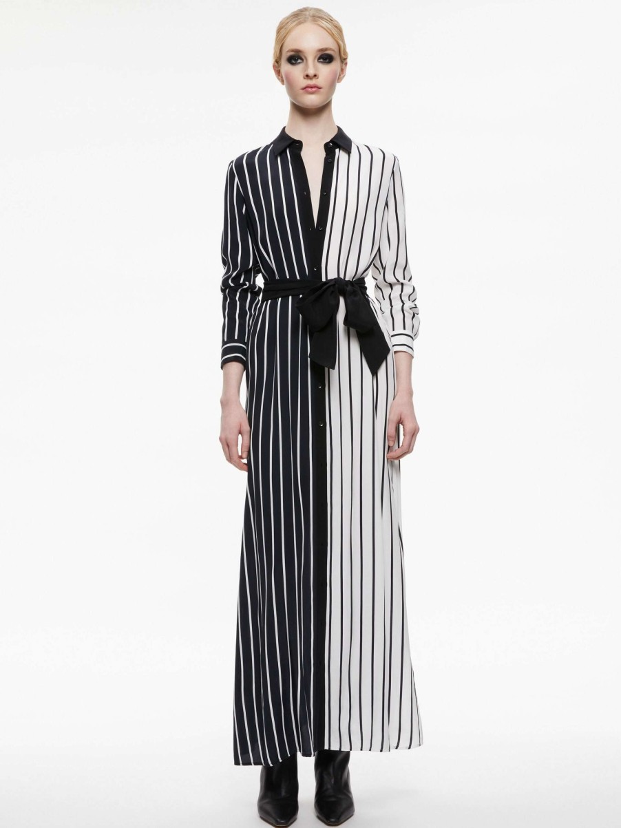 Dresses * | Chassidy Maxi Shirt Dress Alice And Olivia Less Expensive