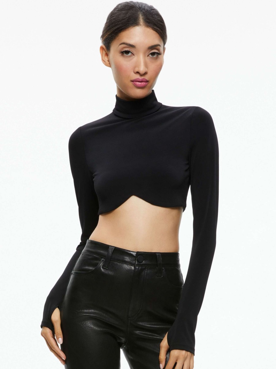 Sweaters * | Melange Curved Cropped Turtleneck Alice And Olivia Sale Online