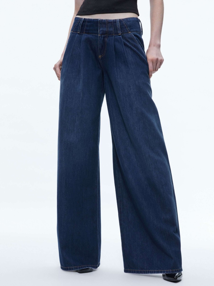 Pants * | Anders Low Rise Pleated Jean Alice And Olivia Sale Online