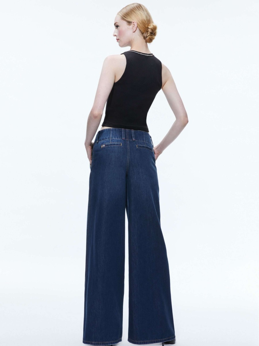 Pants * | Anders Low Rise Pleated Jean Alice And Olivia Sale Online