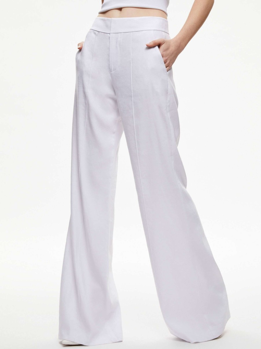 Pants * | Dylan High Waisted Linen Wide Leg Pant Alice And Olivia Promotions