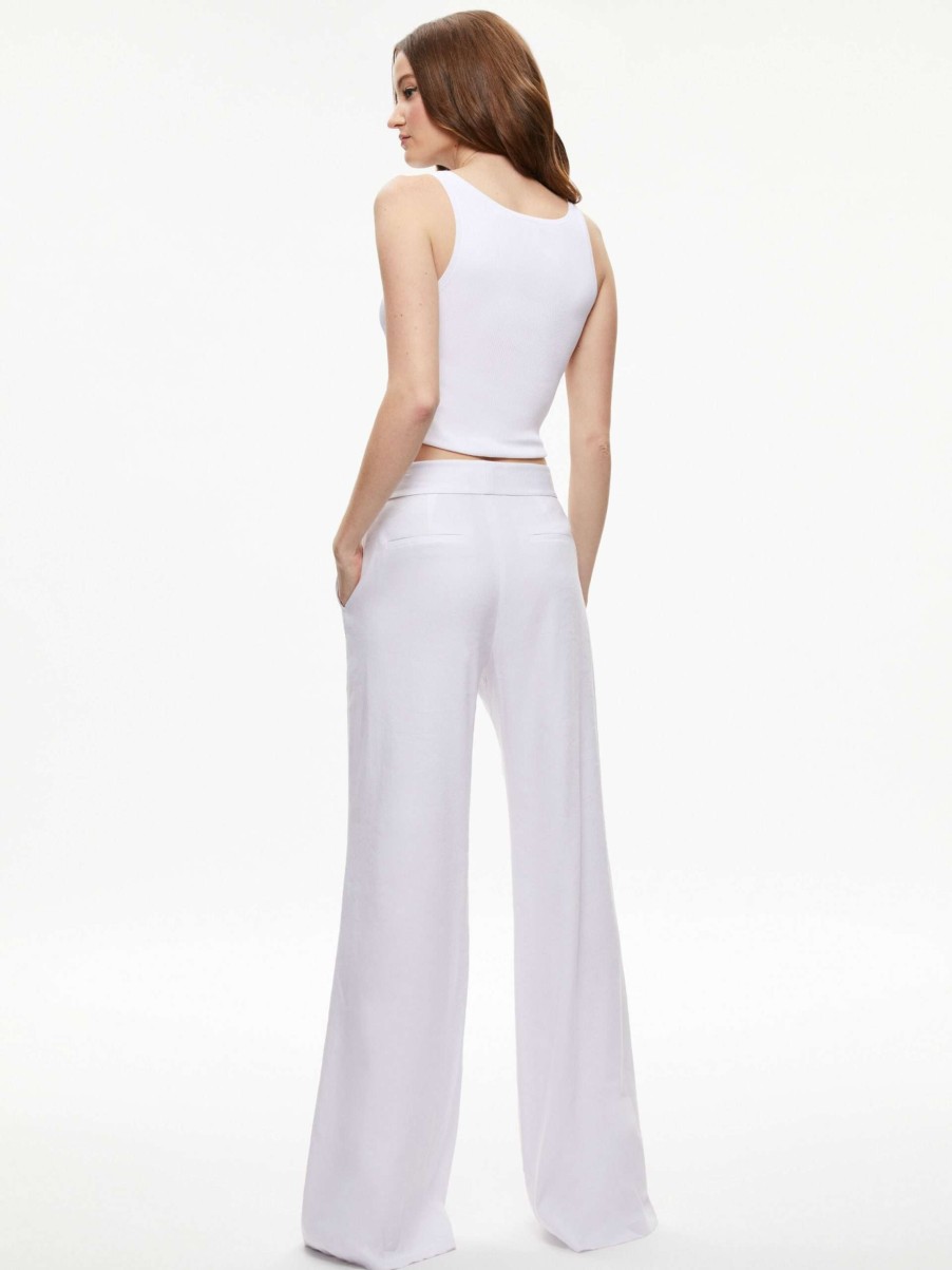 Pants * | Dylan High Waisted Linen Wide Leg Pant Alice And Olivia Promotions