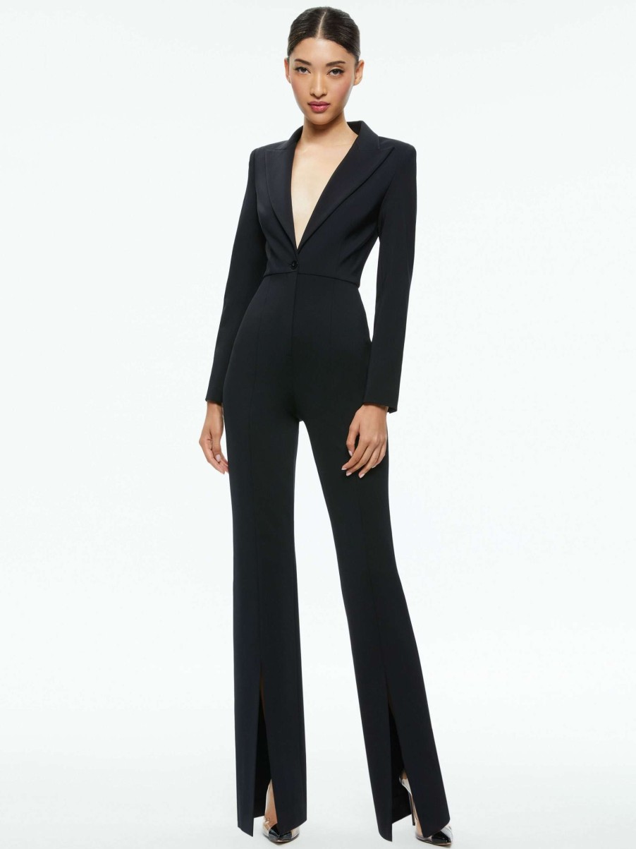 Jumpsuits * | Donovan Blazer Fitted Jumpsuit Alice And Olivia Exclusive Design