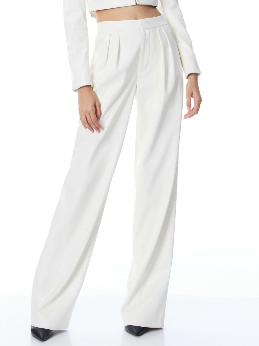 Pants * | Pompey Vegan Leather High Waisted Pleated Pant Alice And Olivia Excellent Quality