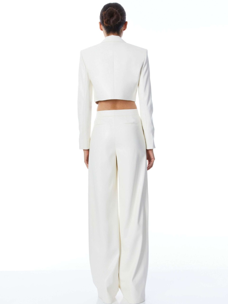 Pants * | Pompey Vegan Leather High Waisted Pleated Pant Alice And Olivia Excellent Quality