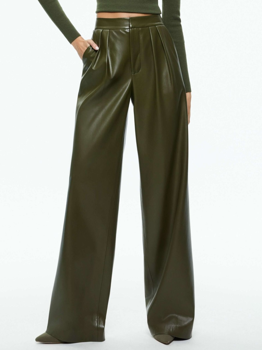 Pants * | Pompey Vegan Leather Pant Alice And Olivia 100% Guarantee