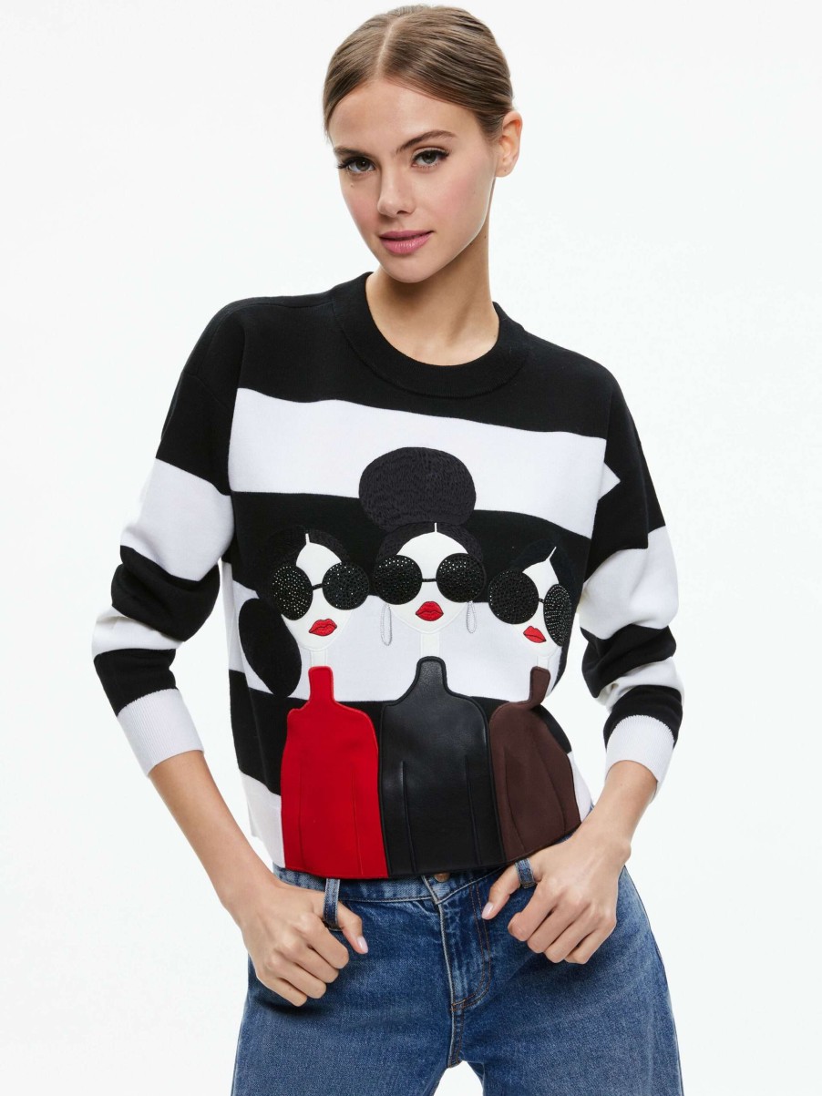 Sweaters * | Gleeson Stace Face Pullover Alice And Olivia Clearance Sale