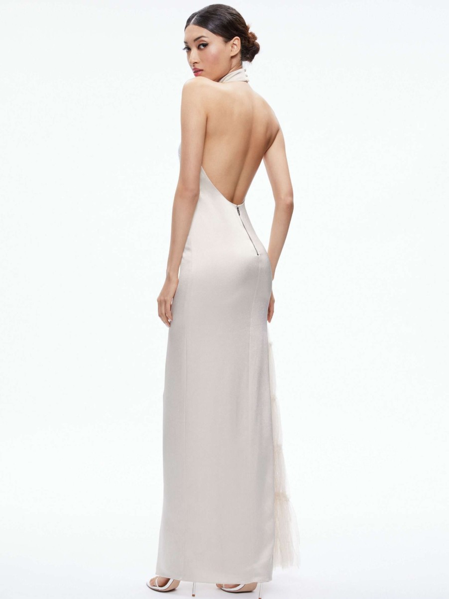 Dresses * | Ryn Slit Tulle Panel Maxi Dress Alice And Olivia Sale Online