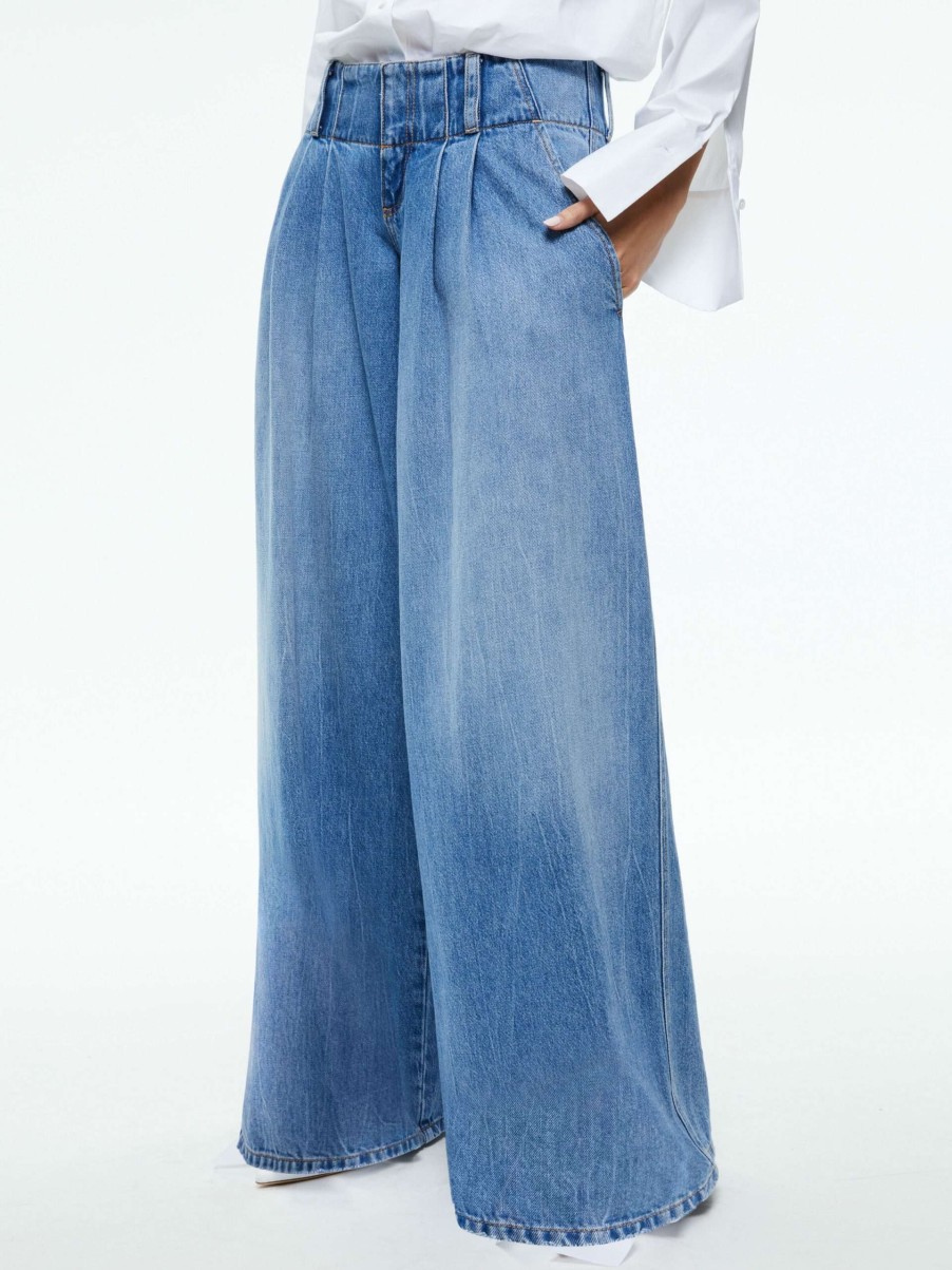 Pants * | Anders Low Rise Pleated Jean Alice And Olivia Large Choice