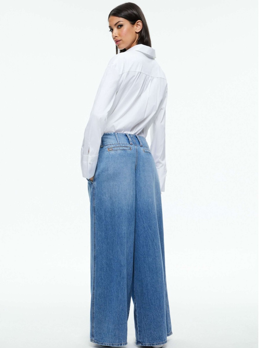 Pants * | Anders Low Rise Pleated Jean Alice And Olivia Large Choice