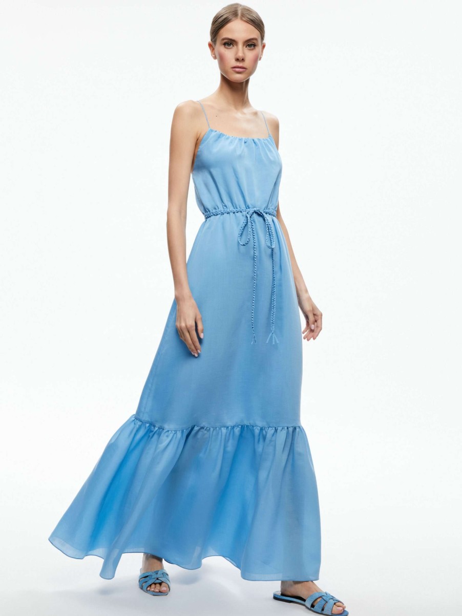 Dresses * | Jayda Scoop Neck Belted Maxi Dress Alice And Olivia Sale Online