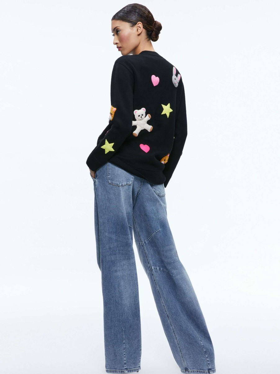 Sweaters * | Bradford Applique Cardigan Alice And Olivia Reliable Quality