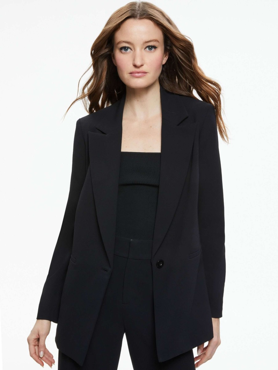 Jackets & Coats * | Denny Notch Collar Boyfriend Blazer Alice And Olivia Fashionable