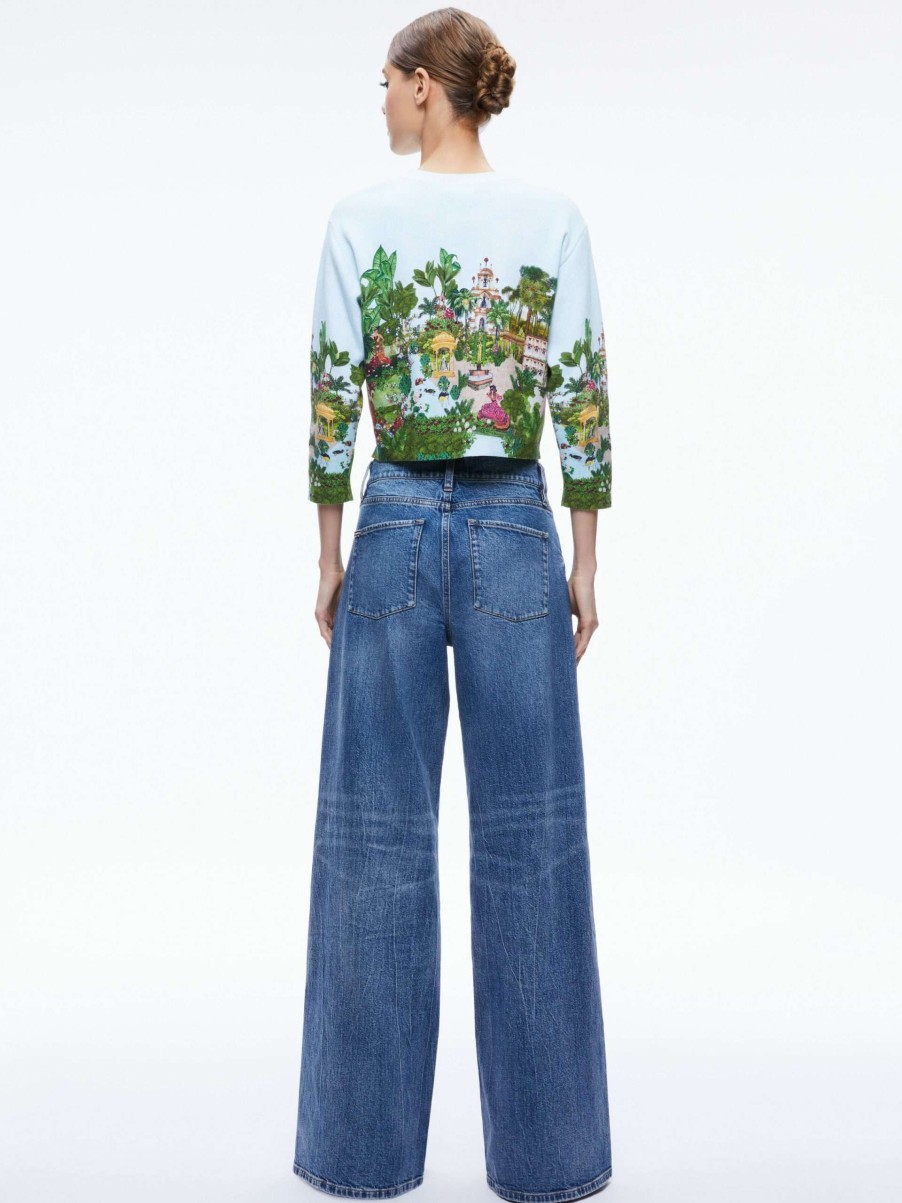 Sweaters * | Brigid Embroidered Cropped Cargian Alice And Olivia Premium