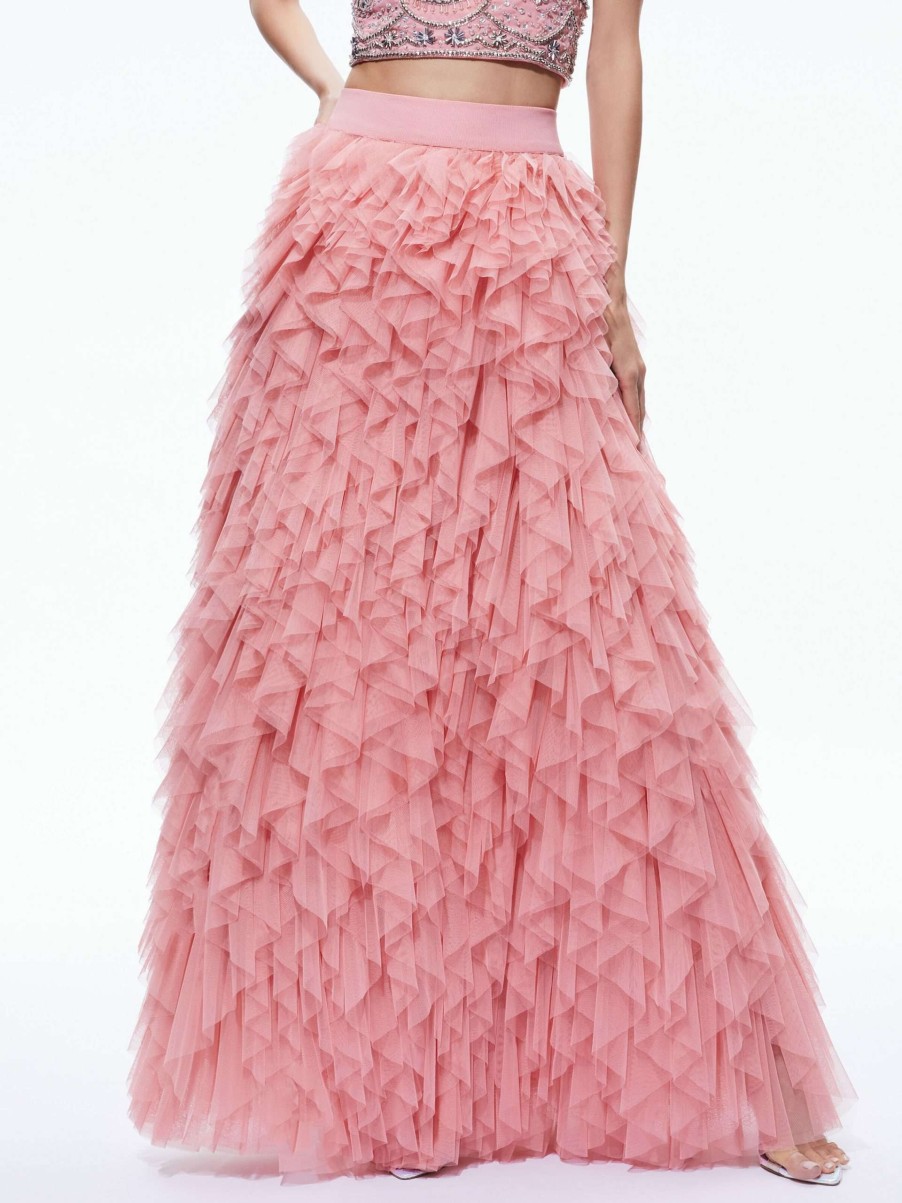 Skirts * | Kal Ruffle Gown Skirt Alice And Olivia 100% Guarantee