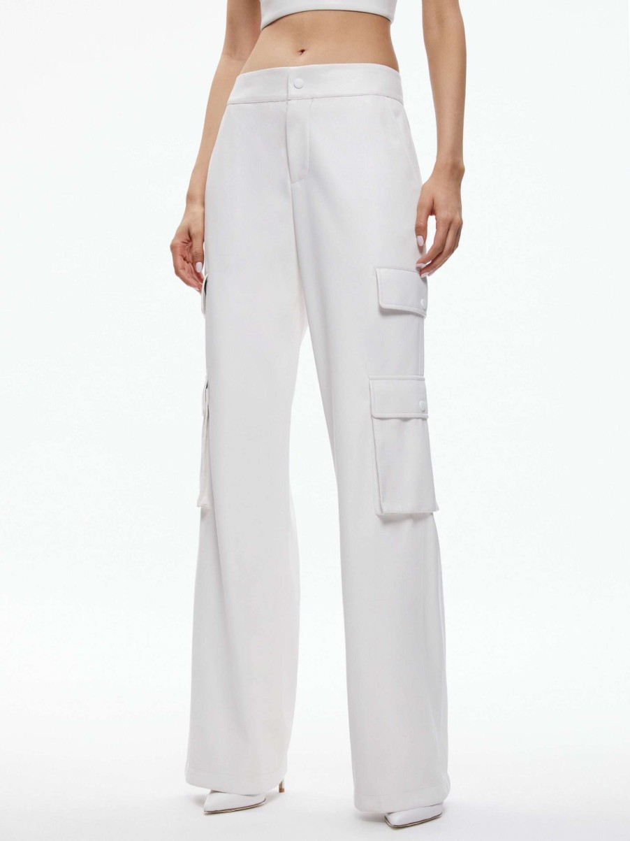 Pants * | Hayes Vegan Leather Wide Leg Pant Alice And Olivia Crazy Deals