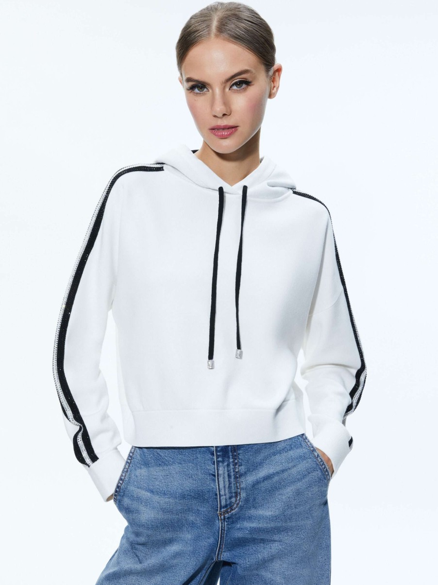 Tops * | Katerine Embellished Cropped Hoodie Alice And Olivia Reliable Quality