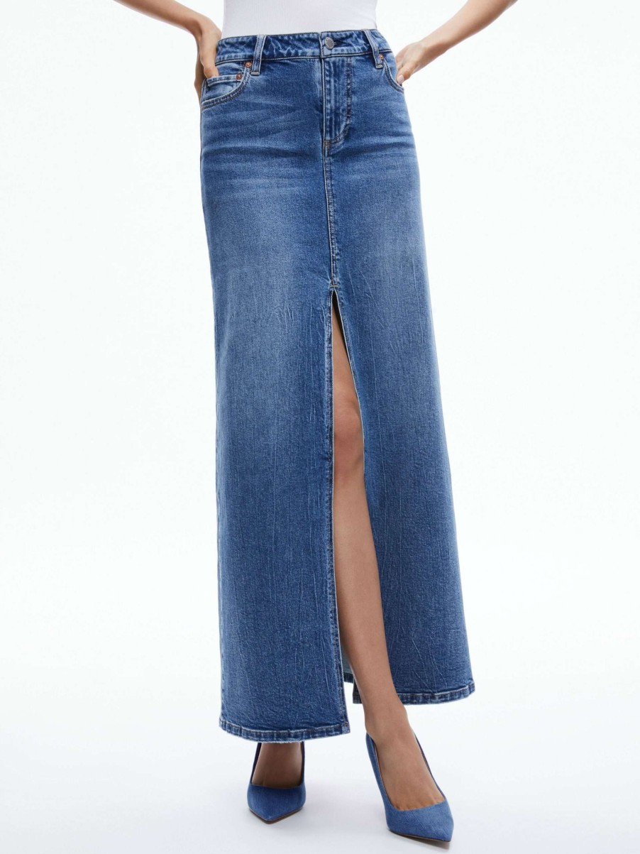 Skirts * | Rye Denim Maxi Skirt Alice And Olivia Crazy Deals