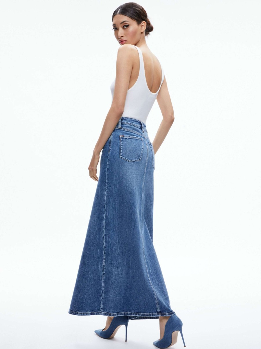 Skirts * | Rye Denim Maxi Skirt Alice And Olivia Crazy Deals