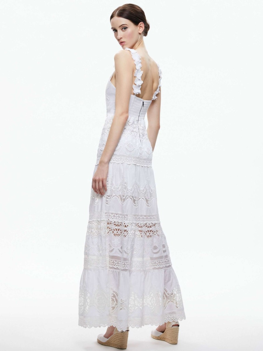 Dresses * | Alora Embroidered Sweetheart Maxi Dress Alice And Olivia Low Price