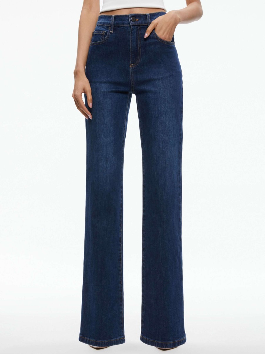 Pants * | Amazing High Rise Straight Full Length Jean Alice And Olivia Discount Sale