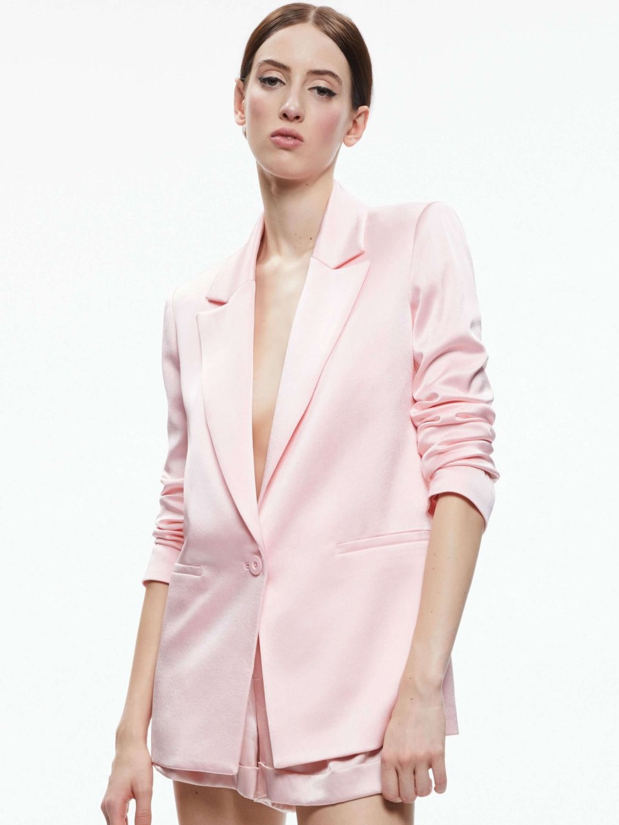 Jackets & Coats * | Denny Notch Collar Boyfriend Blazer Alice And Olivia Official