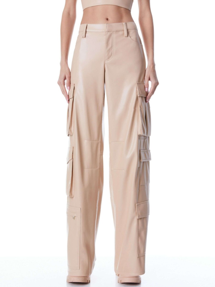 Pants * | Luis Vegan Leather Cargo Pant Alice And Olivia Classical