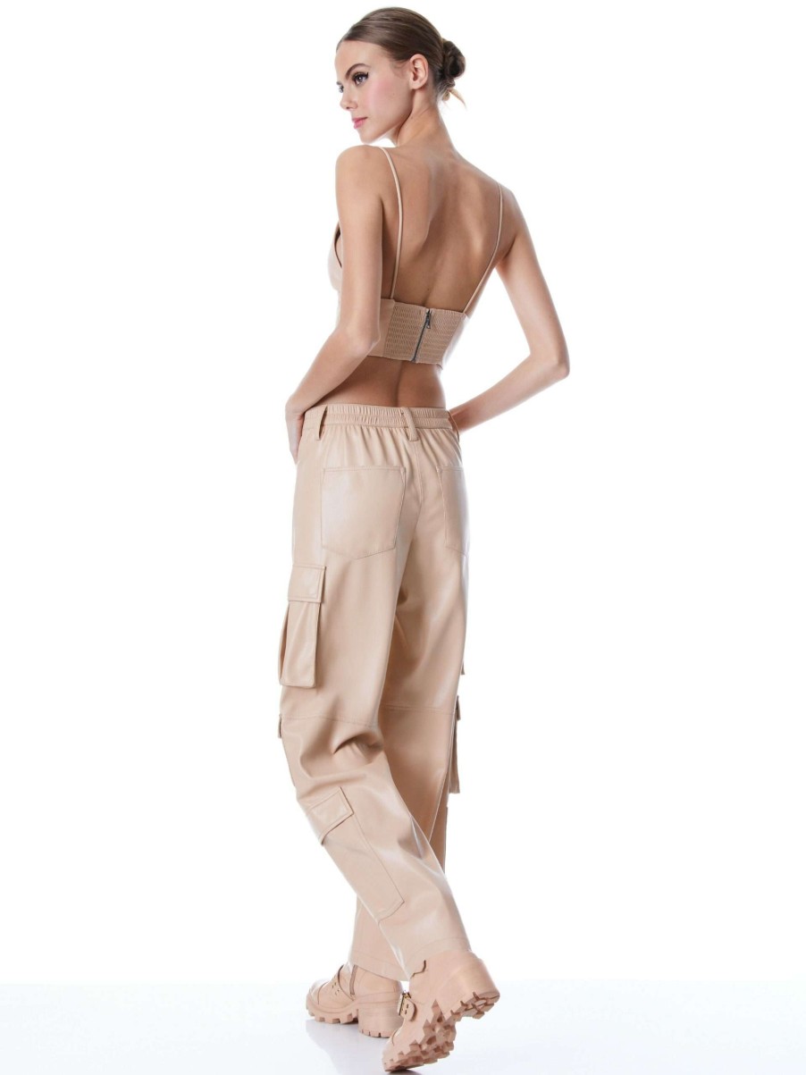 Pants * | Luis Vegan Leather Cargo Pant Alice And Olivia Classical