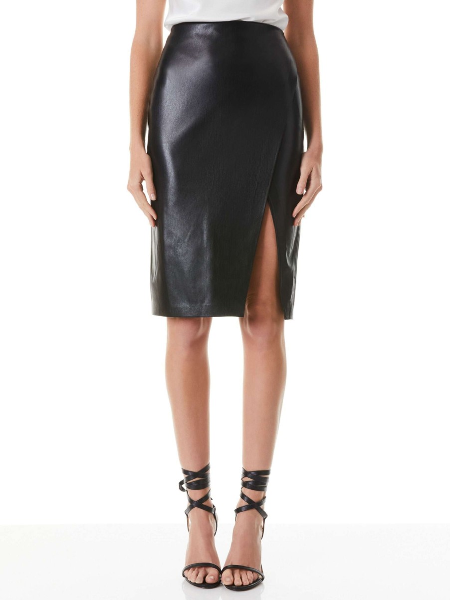 Skirts * | Siobhan Front Wrap Midi Skirt Alice And Olivia Excellent Quality