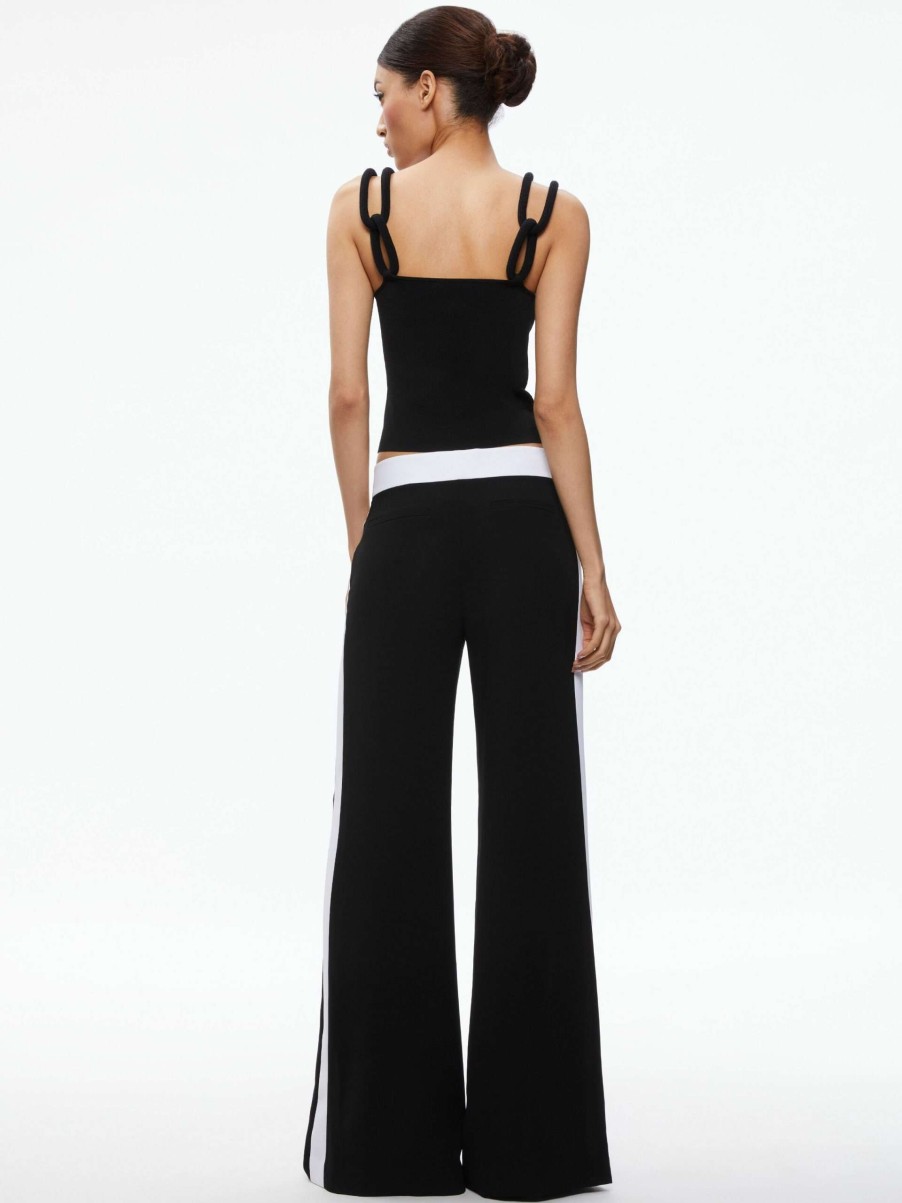 Pants * | Eric Mid Rise Pant With Tux Stripe Alice And Olivia Fashionable