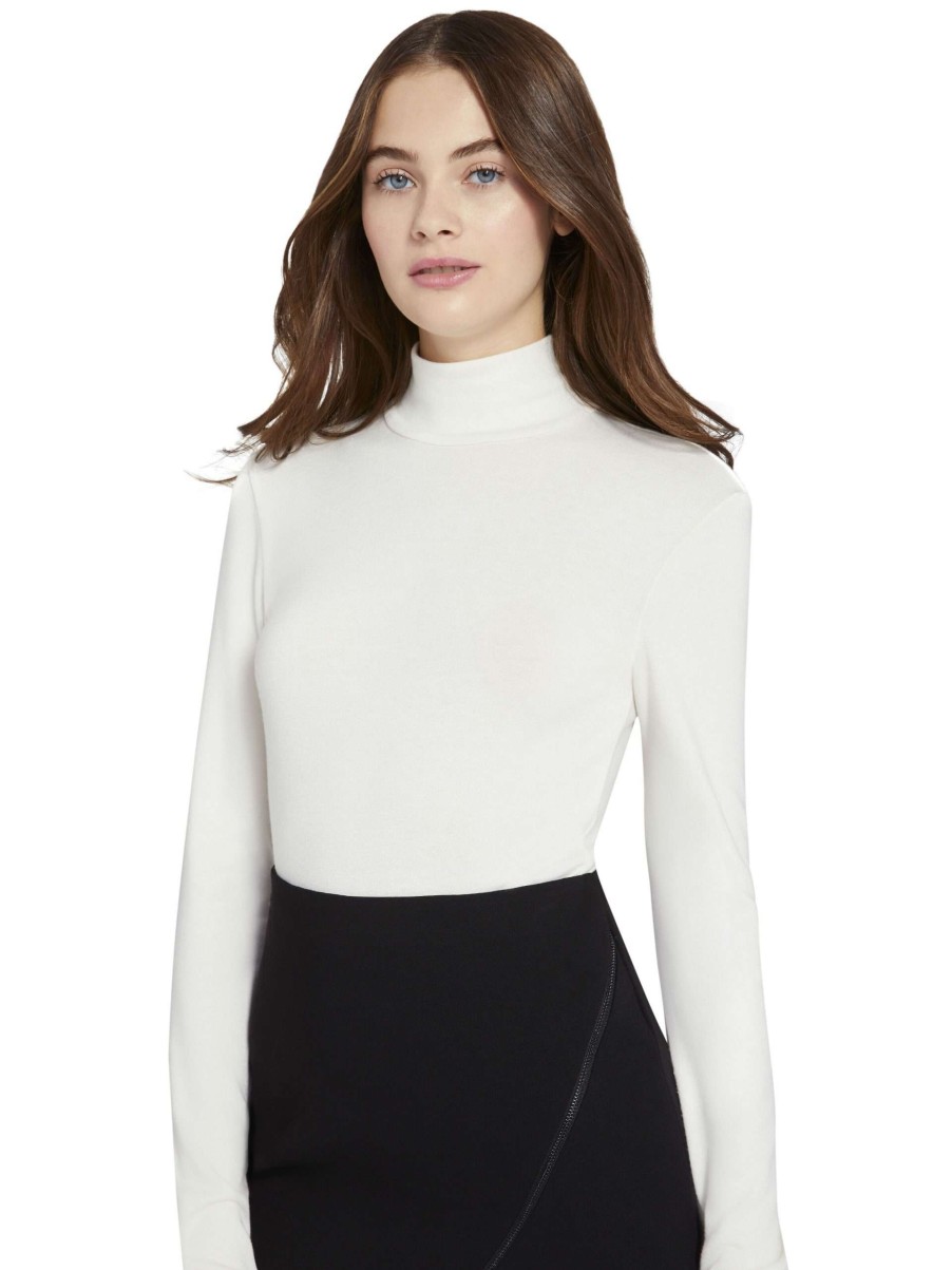 Sweaters * | Garrison Slim Mock Neck Top Alice And Olivia 100% Guarantee