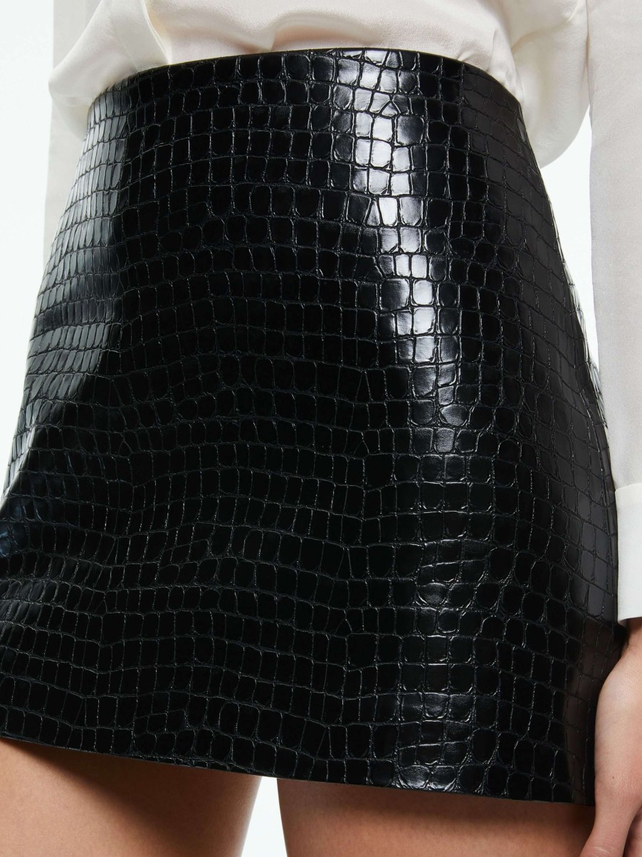 Skirts * | Rubi Vegan Leather Croc Mini Skirt Alice And Olivia Exclusive