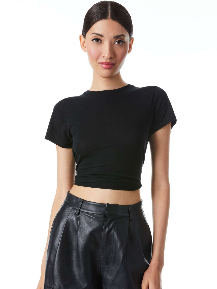 Tops * | Cindy Classic Cropped Tee Alice And Olivia Free Delivery